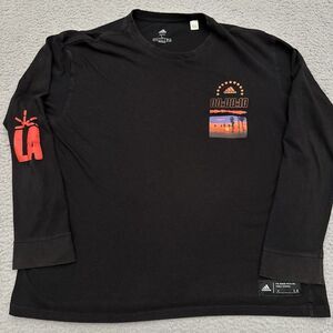 adidas Black Long Sleeve Tee with Red and Orange Accents